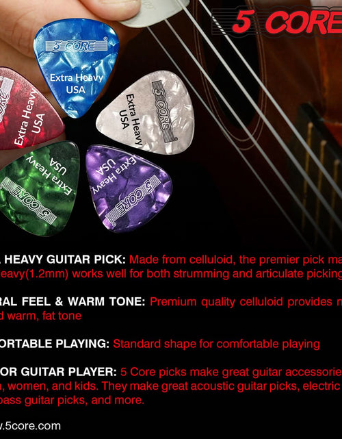 Load image into Gallery viewer, 5Core Guitar Picks 1.2Mm Celluloid Extra Heavy Gauge Pick - Acoustic Electric Bass Guitars WHITE
