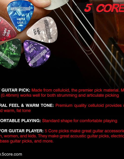 Load image into Gallery viewer, 5Core Guitar Picks Celluloid Light Gauge 0.46Mm Pick - Acoustic Electric Bass Guitars WHITE
