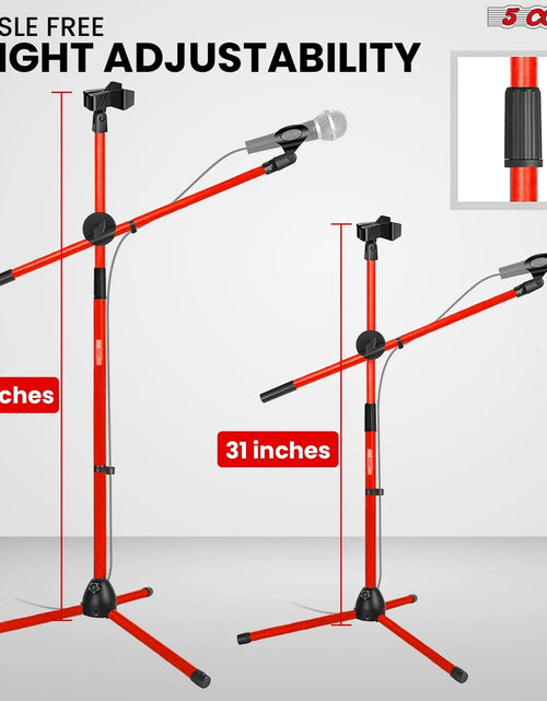 Load image into Gallery viewer, 5Core Tripod Mic Stand Adjustable Heavy Duty Floor Holder Microphone Boom Arm RED
