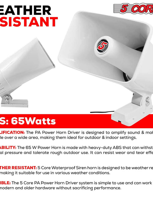 Load image into Gallery viewer, 5Core Indoor Outdoor PA Horn Speaker 8 X 5 Inch Loud PA System 8 Ohm 65W Loud Siren Audio
