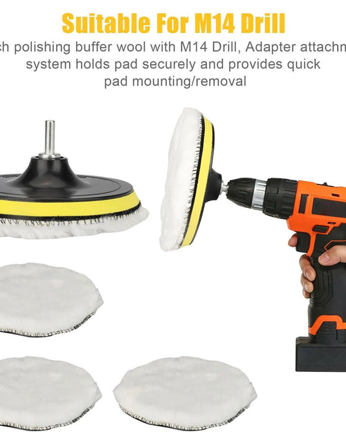 Load image into Gallery viewer, 5PCS 6&quot; Buffing Polishing Pad Wool Wheel Mop Kit for Car Polisher Drill Adapter
