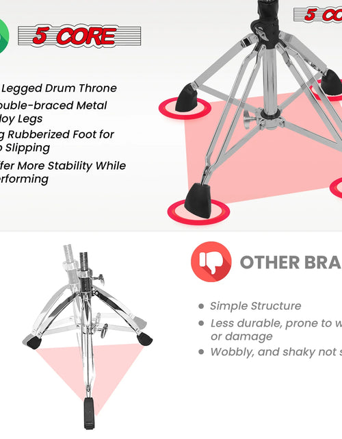 Load image into Gallery viewer, 5Core Drum Throne Sponge Padded Guitar Stool Drummer Seat for Adults &amp; Kids
