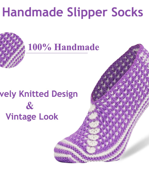 Load image into Gallery viewer, Crochet Slipper Socks for Women 3 Pairs Shoe Size 5-7
