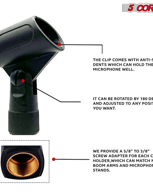 Load image into Gallery viewer, 5 Core Microphone Clip Holder 6 Pieces Multi Pack with Screw Adapters 5/8 to 3/8 Inch
