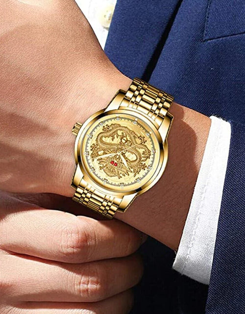 Load image into Gallery viewer, Business Gift Waterproof Gold Men&#39;S Diamond Quartz Watch Classic Stainless Steel
