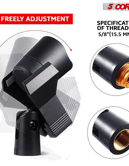 Load image into Gallery viewer, 5 Core Microphone Clip Holder 6 Pieces Multi Pack with Screw Adapters 5/8 to 3/8 Inch
