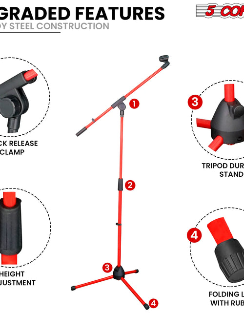 Load image into Gallery viewer, 5Core Tripod Mic Stand Adjustable Holder Floor Microphone Boom Arm
