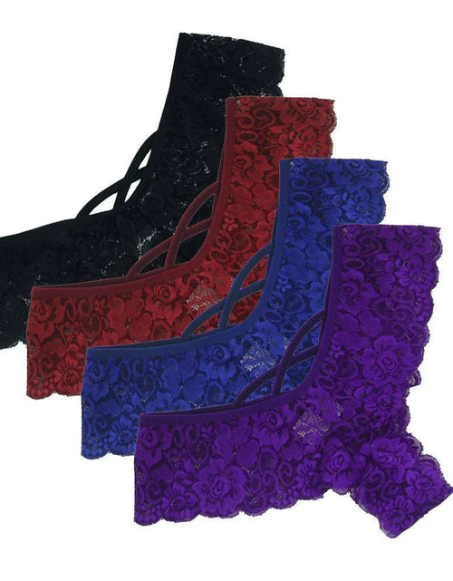Load image into Gallery viewer, 4 Pack Women Sexy Lace Underwear Lingerie Panties G-String Brief Thong plus Size
