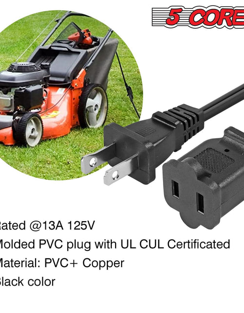 Load image into Gallery viewer, 5Core AC Power Cord 15 Ft US Polarized Male to Female 2 Prong Extension Adapter Cords 16AWG 125V
