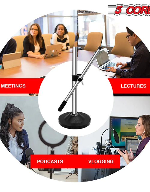 Load image into Gallery viewer, 5Core Desktop Mic Stand Universal Desk Microphone Holder Table Top round Base Stands
