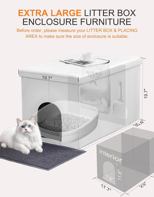 Load image into Gallery viewer, Cat Litter Box Enclosure Furniture Hidden, Cat Washroom Bench Storage Cabinet | Extra Large 36&#39;&#39; X 20&#39;&#39; X 20&#39;&#39;| Dog Proof | Waterproof Inside/Easy Clean | Easy Assembly | Odor Control(White)
