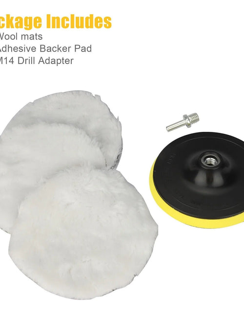 Load image into Gallery viewer, 5PCS 6&quot; Buffing Polishing Pad Wool Wheel Mop Kit for Car Polisher Drill Adapter
