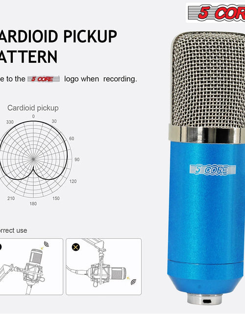 Load image into Gallery viewer, 5Core Recording Microphone Podcast Bundle Professional Condenser Cardioid Mic Kit W Desk Stand BLUE
