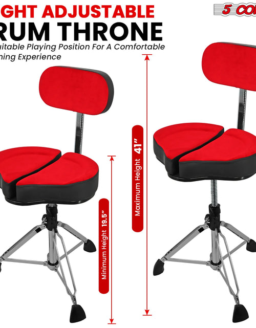 Load image into Gallery viewer, 5Core Drum Throne Padded Guitar Stool Backrest Drummer Seat for Adults &amp; Kids
