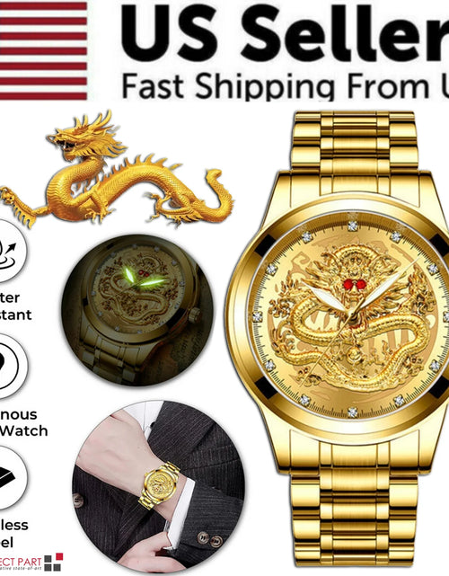 Load image into Gallery viewer, Business Gift Waterproof Gold Men&#39;S Diamond Quartz Watch Classic Stainless Steel
