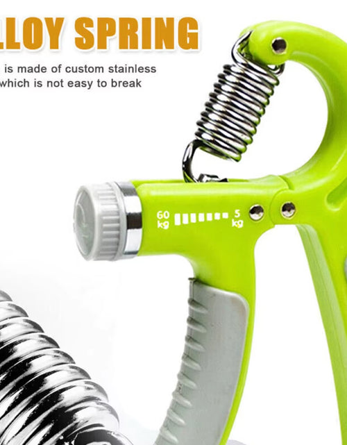 Load image into Gallery viewer, 5-60KG Adjustable Hand Trainer Gym Fitness Training Hand Grip Exerciser Wrist Finger Rehabilitation Training Hand Grip Green
