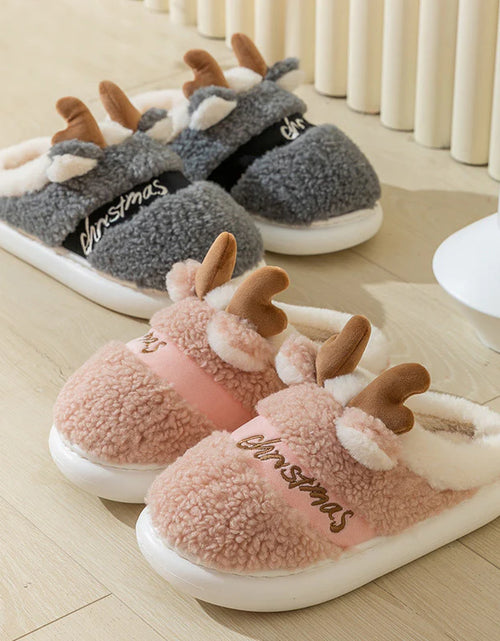 Load image into Gallery viewer, Christmas Shoes Winter Home Slippers Elk Soft Cozy Bedroom Slipper Slip on House Shoes
