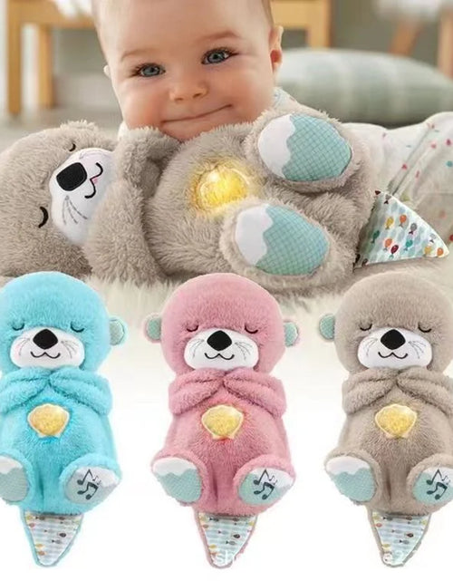 Load image into Gallery viewer, Fisher-Price Sound Machine Soothe &#39;N Snuggle Otter Portable Plush Baby Toy with Sensory Details Music Lights &amp; Rhythmic Breathing Motion
