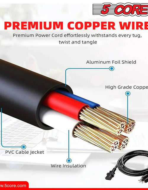 Load image into Gallery viewer, 5Core AC Power Extension Cord 10Ft 3 Prong Adapter 16AWG/2C 125V 13A US Male to Female
