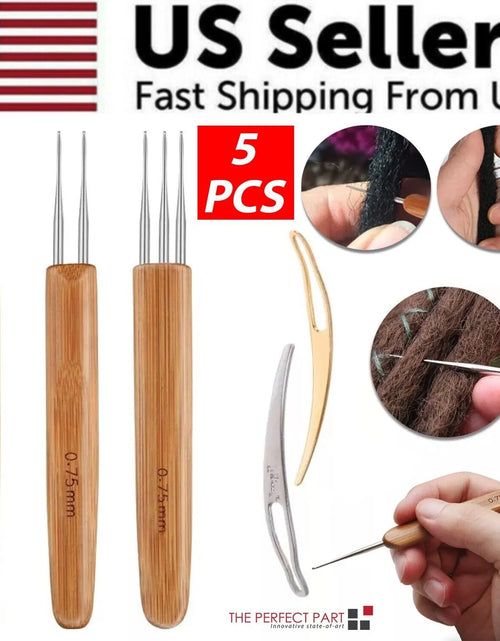 Load image into Gallery viewer, 5Pcs DIY Crochet Needle Hook Bamboo Handle Dread Knit Hair Making Braiding Tool
