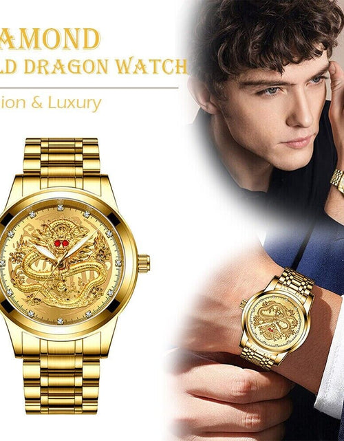 Load image into Gallery viewer, Business Gift Waterproof Gold Men&#39;S Diamond Quartz Watch Classic Stainless Steel
