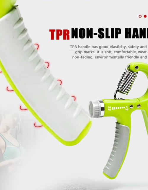 Load image into Gallery viewer, 5-60KG Adjustable Hand Trainer Gym Fitness Training Hand Grip Exerciser Wrist Finger Rehabilitation Training Hand Grip Green
