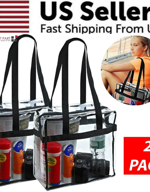 Load image into Gallery viewer, 2X Clear PVC Tote Bag Women Large Transparent Handbag Zip Purse Stadium Security
