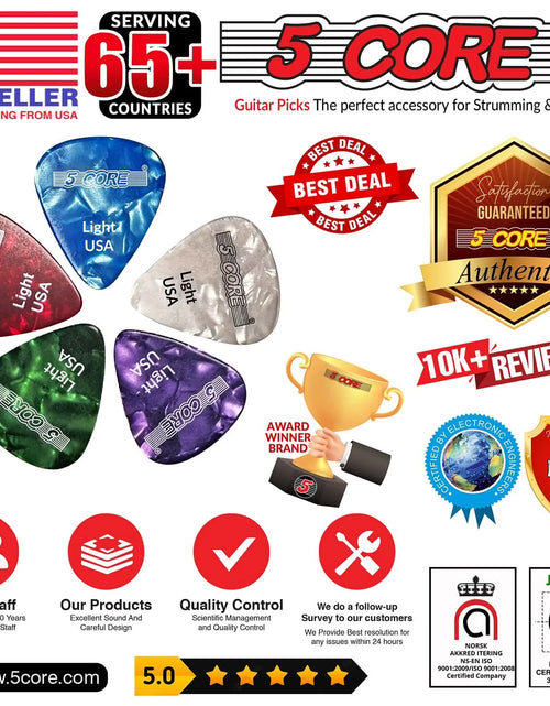 Load image into Gallery viewer, 5Core Guitar Picks Celluloid Light Gauge 0.46Mm Pick - Acoustic Electric Bass Guitars WHITE
