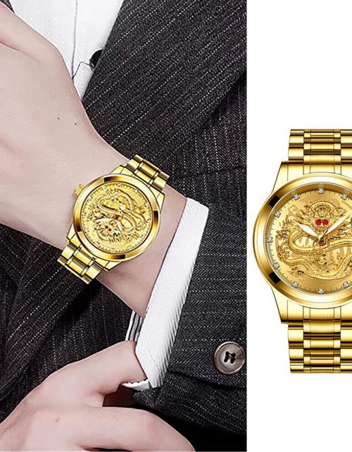 Load image into Gallery viewer, Business Gift Waterproof Gold Men&#39;S Diamond Quartz Watch Classic Stainless Steel

