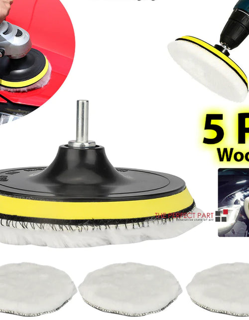 Load image into Gallery viewer, 5PCS 6&quot; Buffing Polishing Pad Wool Wheel Mop Kit for Car Polisher Drill Adapter
