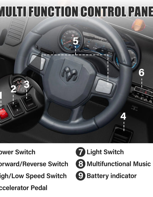 Load image into Gallery viewer, Dodge RAM Ride on Car, 12V Powered Ride on Toy with Remote Control, Rear Wheel Suspension, 5 Point Safety Belt, MP3 Player, Bluetooth, LED Lights, Electric Vehicles for 3-8 Years Boys Girls, Black
