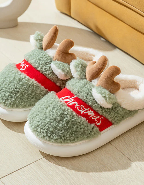 Load image into Gallery viewer, Christmas Shoes Winter Home Slippers Elk Soft Cozy Bedroom Slipper Slip on House Shoes
