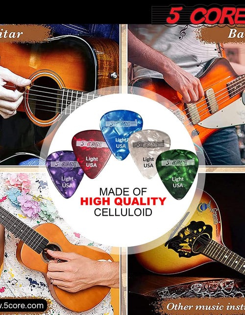 Load image into Gallery viewer, 5Core Guitar Picks Celluloid Light Gauge 0.46Mm Pick - Acoustic Electric Bass Guitars WHITE
