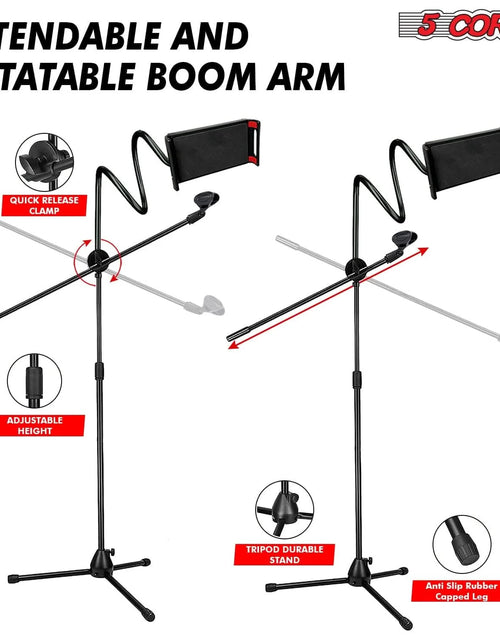 Load image into Gallery viewer, 5 Core Tripod Mic Stand W Phone Holder Height Adjustable Microphone Mount Stands

