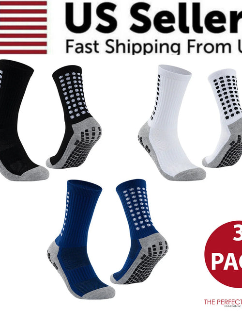 Load image into Gallery viewer, 3 Pair Sport Socks anti Slip W/ Grip Soccer Men Football Basketball Sock Premium
