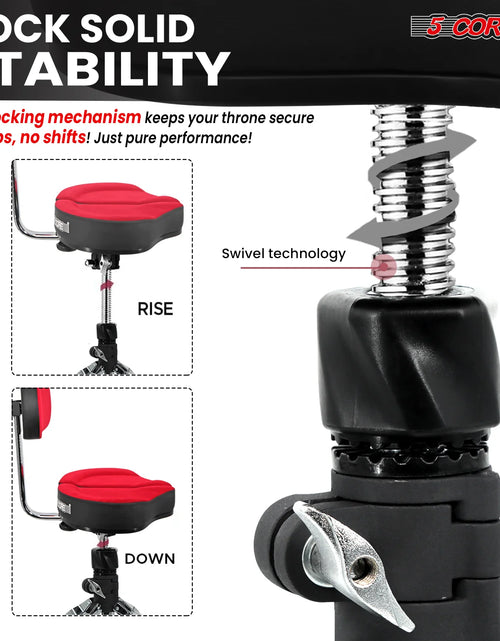 Load image into Gallery viewer, 5Core Drum Throne Padded Guitar Stool Backrest Drummer Seat for Adults &amp; Kids
