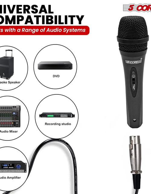 Load image into Gallery viewer, 5Core XLR Microphone Dynamic Mic Karaoke Singing Studio Mics Handheld Microfono
