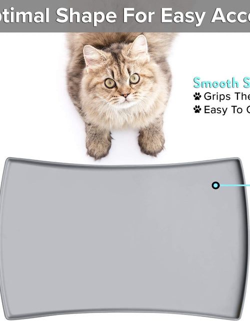 Load image into Gallery viewer, Cat Food Mat, Small &amp; Large Pet Food Mat, 100% Waterproof Cat Mat for Food and Water, Silicone Mat for Cat Bowls, Non-Slip Mat for Cat Food and Water Bowl or Cat Water Fountain (Small, Gray)

