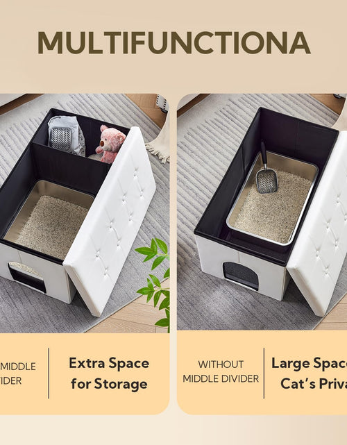 Load image into Gallery viewer, Cat Litter Box Enclosure Furniture Hidden, Cat Washroom Bench Storage Cabinet | Extra Large 36&#39;&#39; X 20&#39;&#39; X 20&#39;&#39;| Dog Proof | Waterproof Inside/Easy Clean | Easy Assembly | Odor Control(White)
