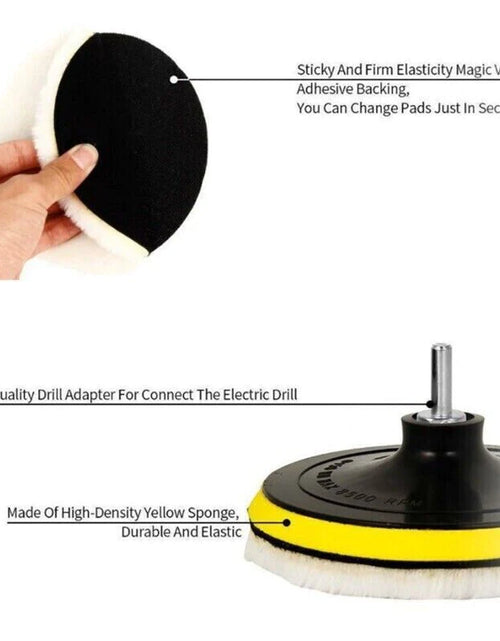 Load image into Gallery viewer, 5PCS 6&quot; Buffing Polishing Pad Wool Wheel Mop Kit for Car Polisher Drill Adapter

