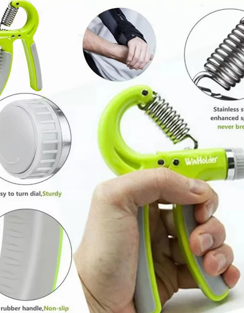 Load image into Gallery viewer, 5-60KG Adjustable Hand Trainer Gym Fitness Training Hand Grip Exerciser Wrist Finger Rehabilitation Training Hand Grip Green
