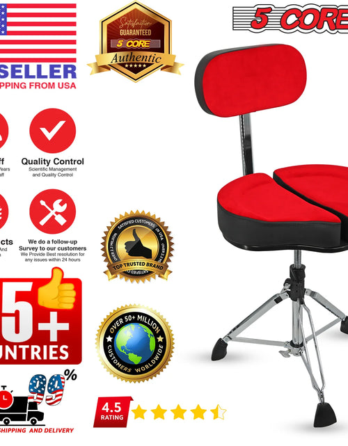 Load image into Gallery viewer, 5Core Drum Throne Padded Guitar Stool Backrest Drummer Seat for Adults &amp; Kids
