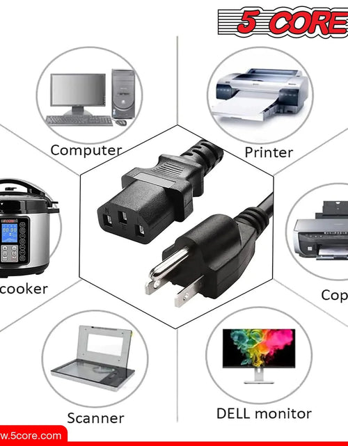 Load image into Gallery viewer, 5Core AC Power Extension Cord 10Ft 3 Prong Adapter 16AWG/2C 125V 13A US Male to Female
