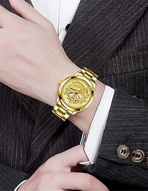 Load image into Gallery viewer, Business Gift Waterproof Gold Men&#39;S Diamond Quartz Watch Classic Stainless Steel
