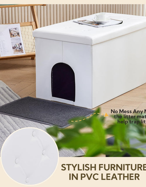 Load image into Gallery viewer, Cat Litter Box Enclosure Furniture Hidden, Cat Washroom Bench Storage Cabinet | Extra Large 36&#39;&#39; X 20&#39;&#39; X 20&#39;&#39;| Dog Proof | Waterproof Inside/Easy Clean | Easy Assembly | Odor Control(White)

