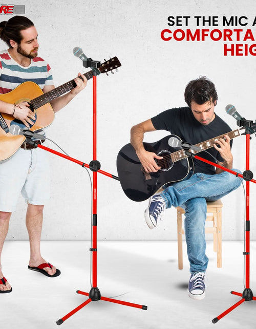 Load image into Gallery viewer, 5Core Tripod Mic Stand Adjustable Heavy Duty Floor Holder Microphone Boom Arm RED
