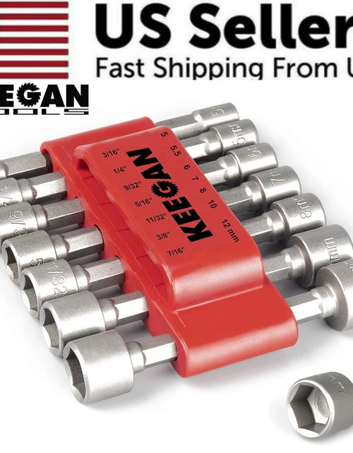 Load image into Gallery viewer, 14 PCS Power Nut Driver Bit Set Quick Change MM &amp; SAE Impact 1/4&quot; Hex Shank USA
