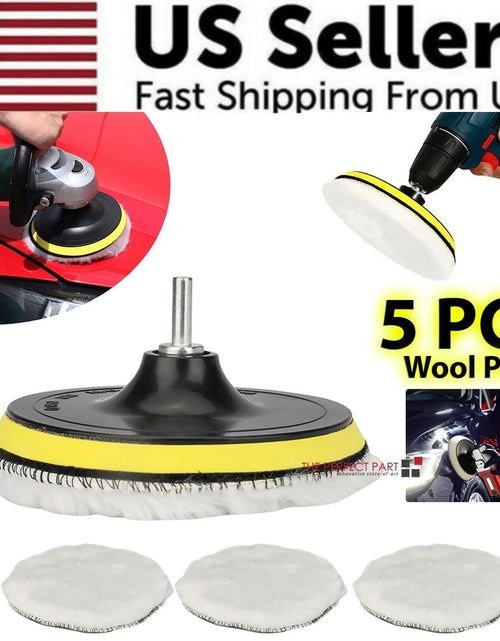 Load image into Gallery viewer, 5PCS 6&quot; Buffing Polishing Pad Wool Wheel Mop Kit for Car Polisher Drill Adapter
