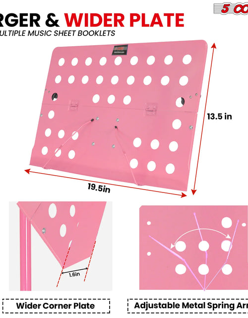 Load image into Gallery viewer, 5Core Music Stand for Sheet Music Portable Tripod Adjustable Folding Note Holder PINK
