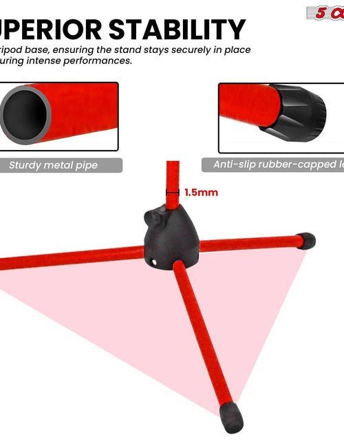 Load image into Gallery viewer, 5Core Tripod Mic Stand Adjustable Heavy Duty Floor Holder Microphone Boom Arm RED
